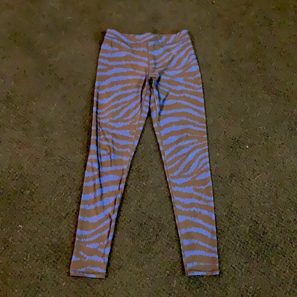 Black/Blue Zebra Yoga Pants